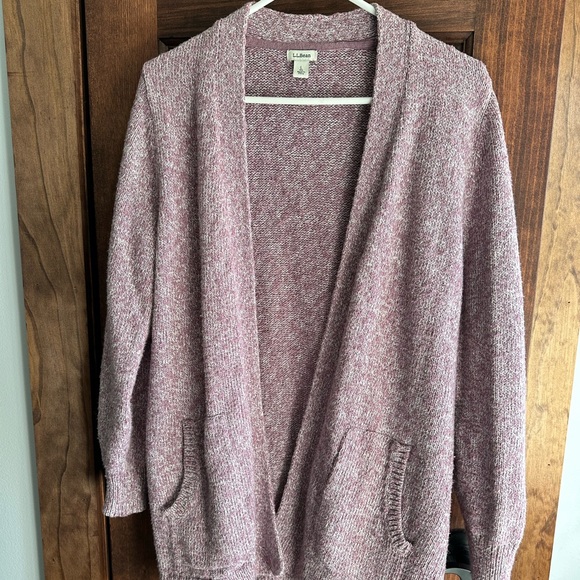 L.L. Bean Women's Heathered Pink Cardigan - Picture 1 of 3